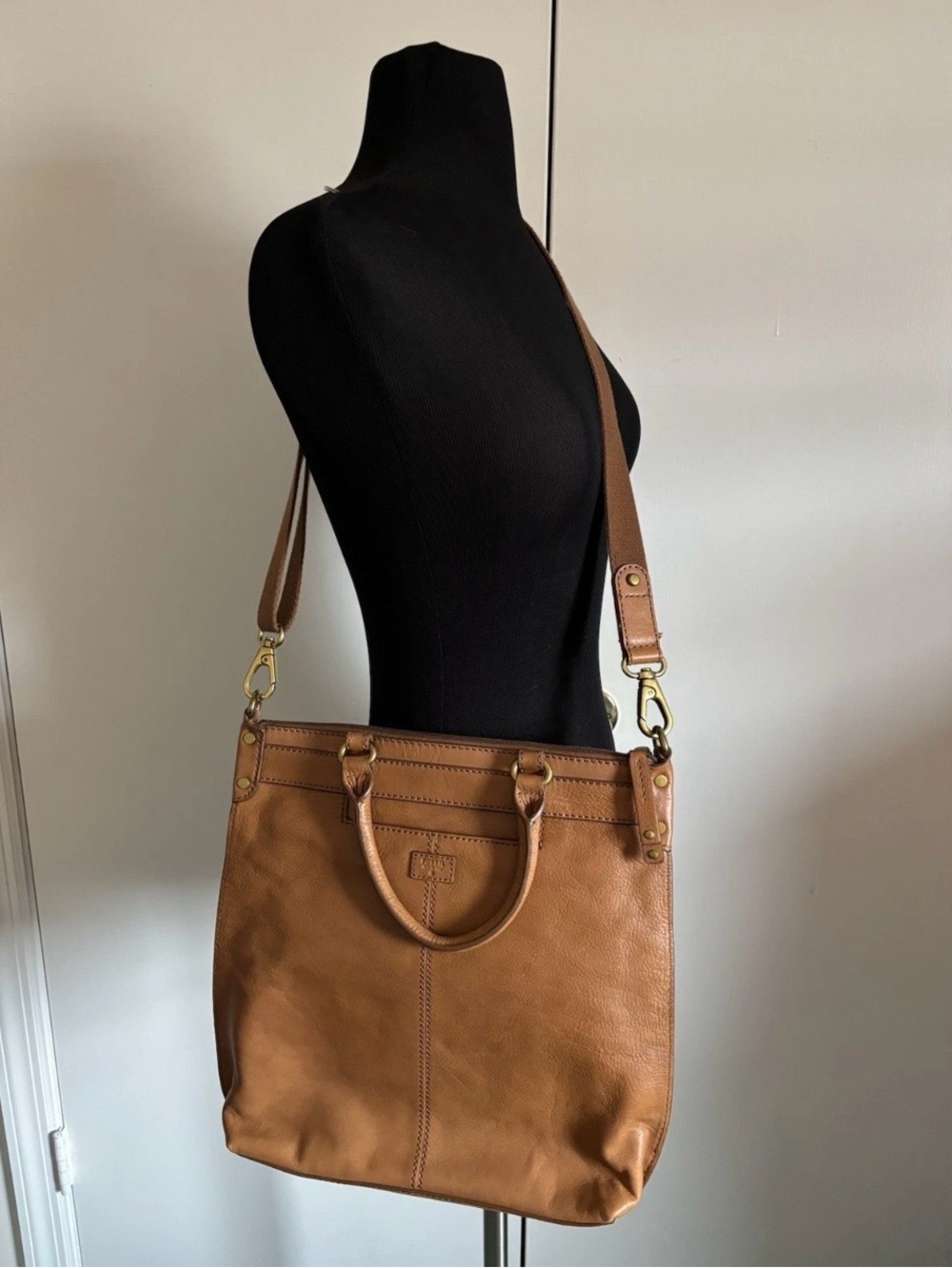 Vintage Fossil Legacy Tote Brown Pebbled Leather Shoulder Crossbody Handles